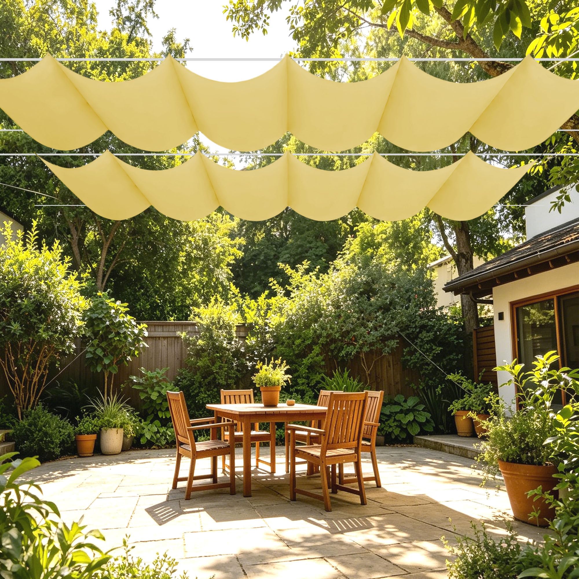 Voile d'ombrage rectangulaire pour des repas frais dans le jardin