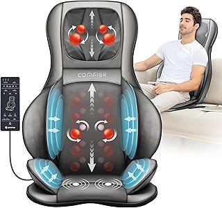 COMFIER Massager Chair with Heat, Shiatsu Neck Back Massager Portable with Compress & Rolling,Massage Chair Pad for Full Back, Neck & Shoulders,Full Body Pain, Gray