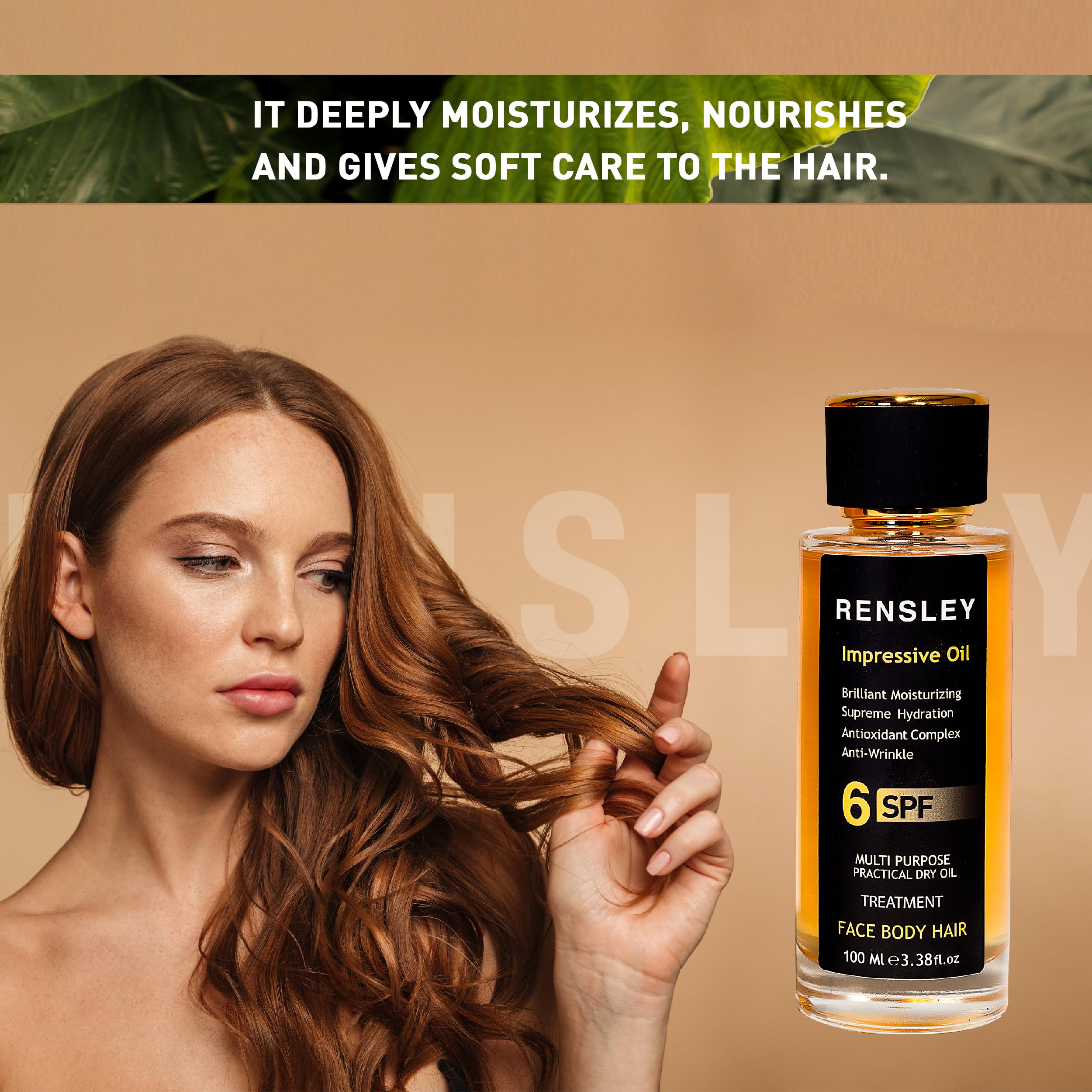 RENSLEY Huile de soin de la peau pour le corps, le visage et les cheveux - Hydratant, huile corporelle anti-âge multi-usages, huile capillaire, huile pour cuticules, soin des cellules souches