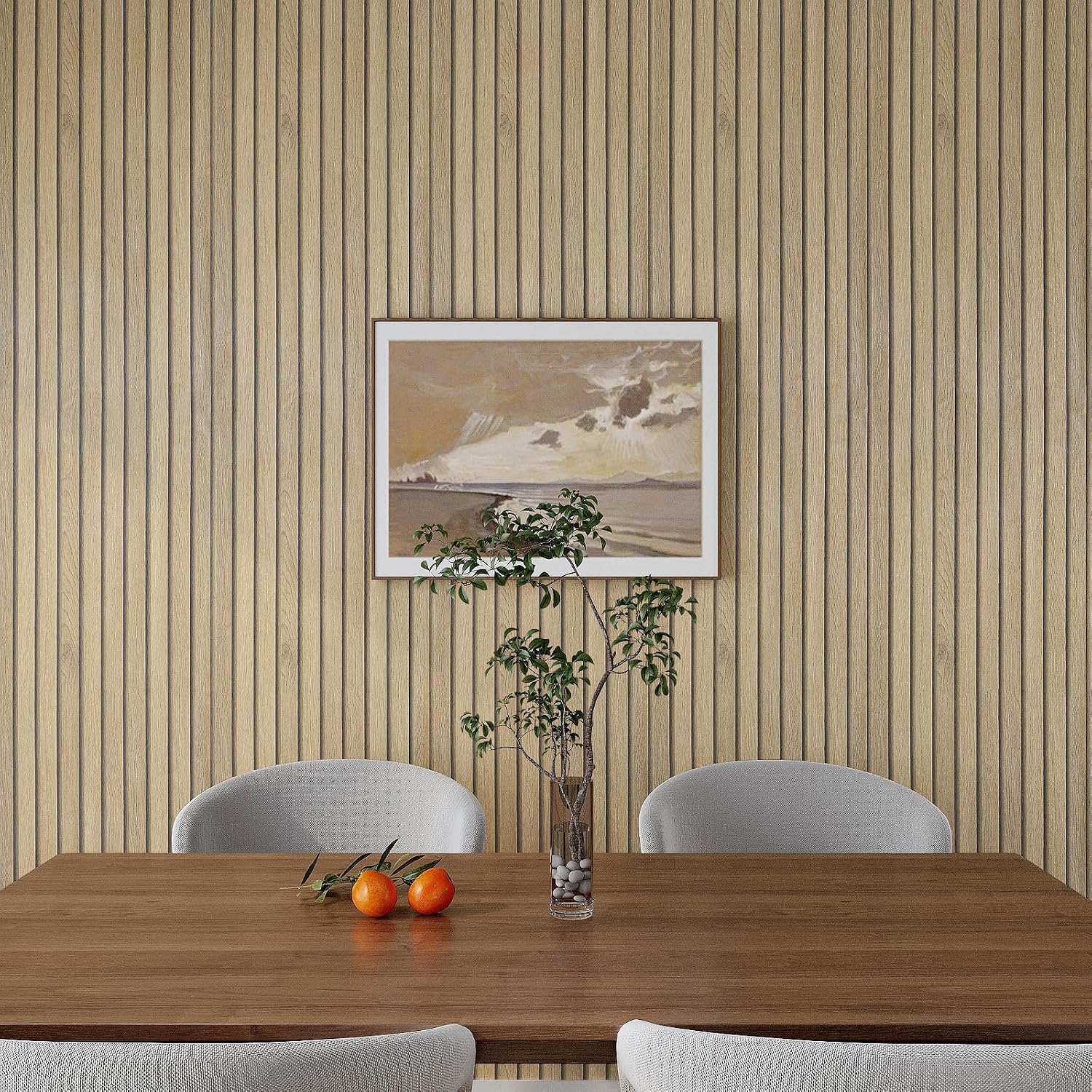 VaryPaper 15.7''x315'' Natural Wood Slat Peel and Stick Wallpaper Wood Grain Contact Paper for Walls Removable Waterproof Wood Vinyl Wrap Self Adhesive Wood Wallpaper for Bedroom Living Room Cabinets