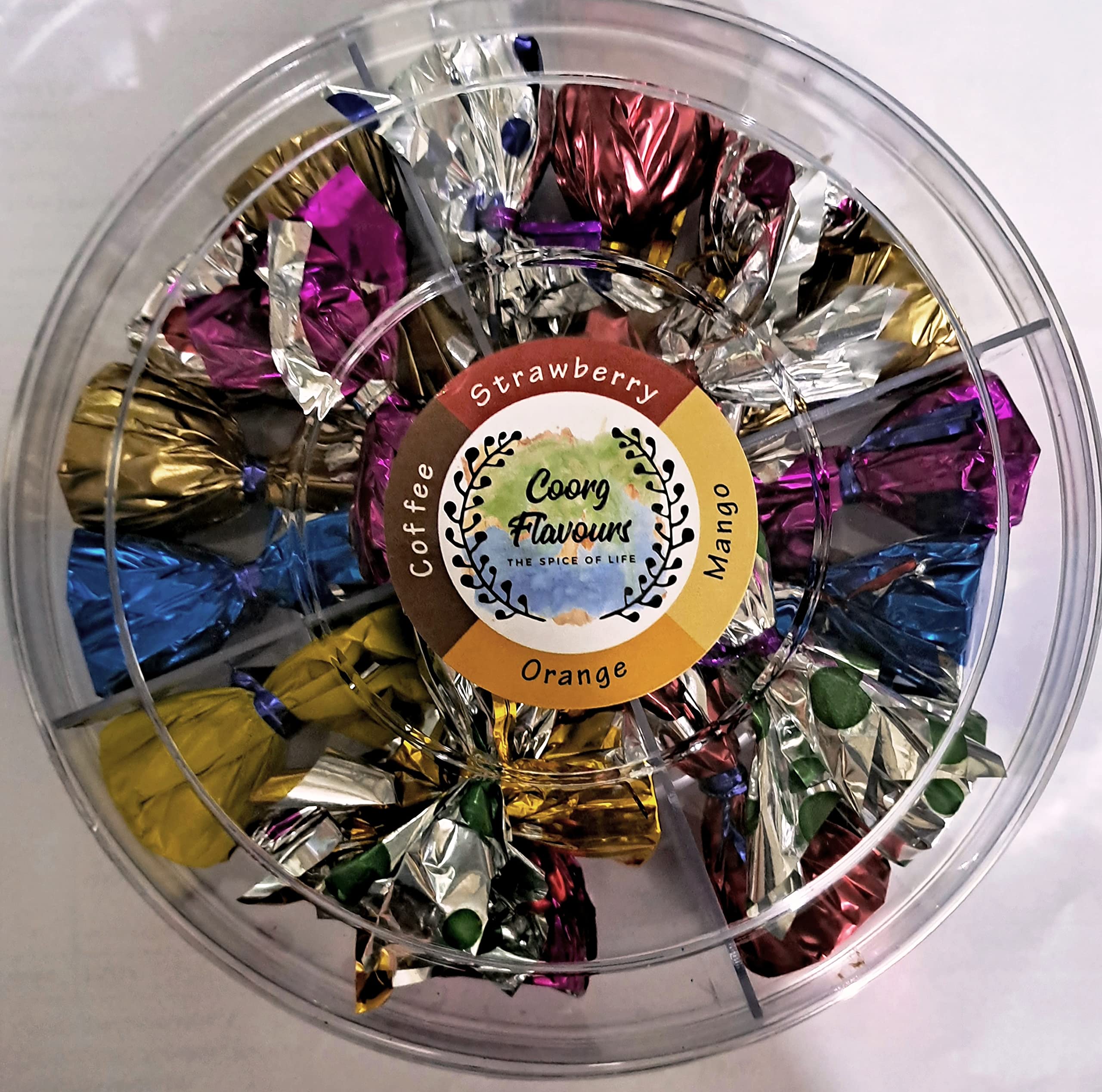 Coorg Flavours Homemade Chocolate 4 In 1 (Dark Chocolate Mango, Strawberry Orange) - 110 Gm