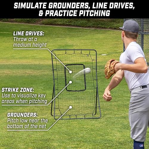 Miniatura 2 de GoSports Rebotador de lanzamiento y campo de béisbol y softbol - Red de retorno de inclinación hacia atrás - Elige tu tamaño