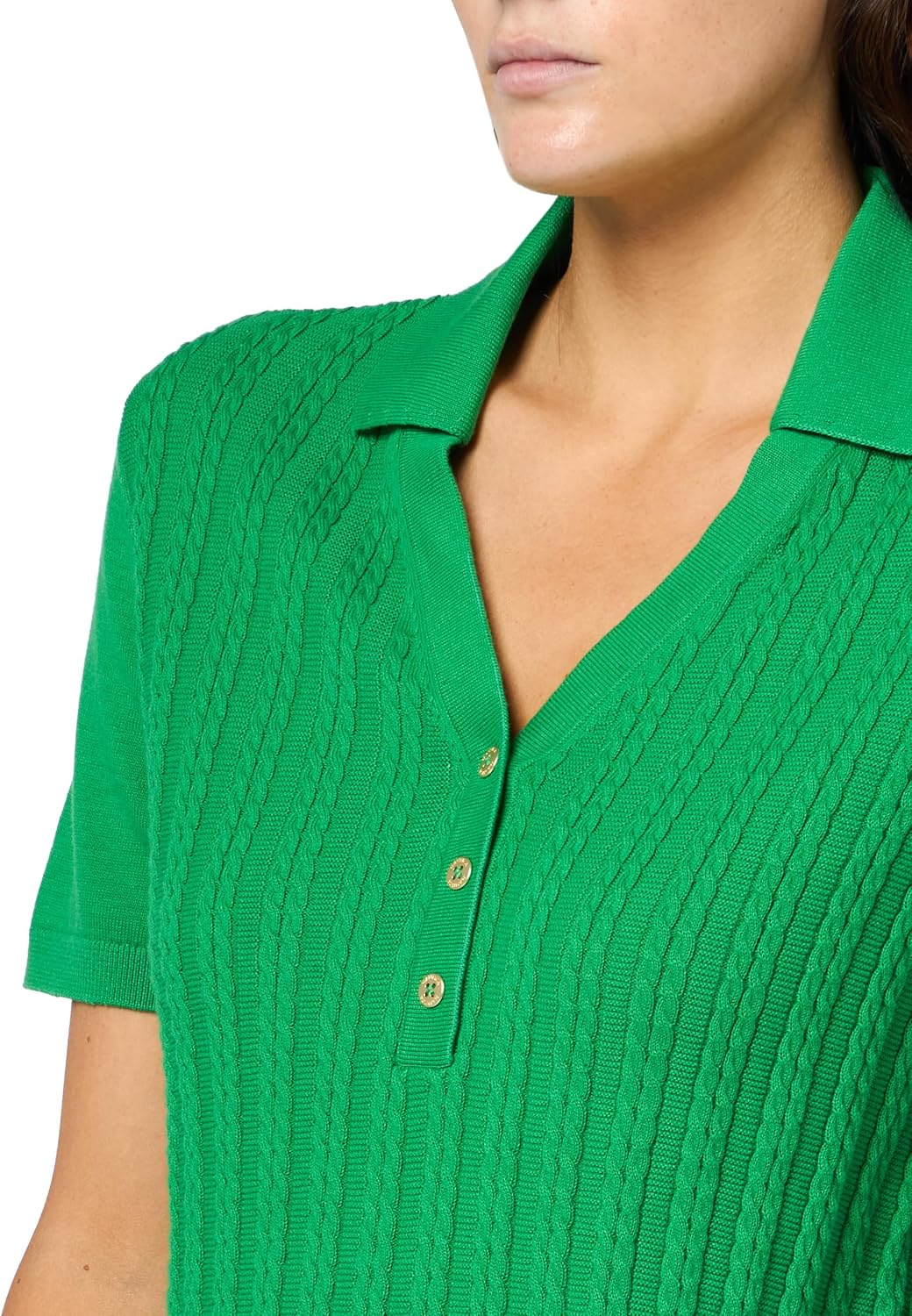 Nautica Womens V-Neck Cable Polo Long Sleeve - Image 3