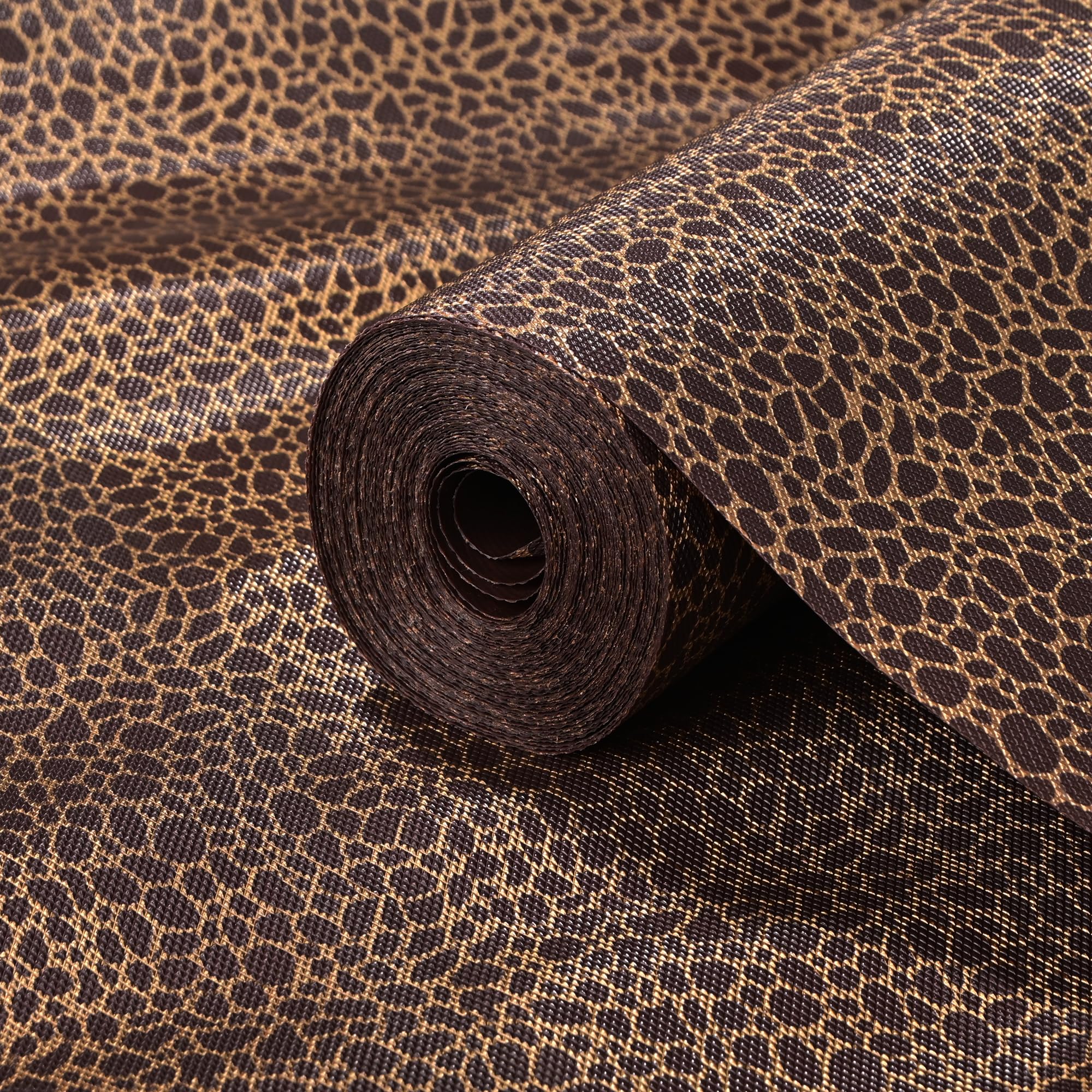 Kuber Industries 5 Mtr Eva Anti-Slip Multipurpose Shelf Liners for Kitchen Shelves, Wardrobe, Drawer, Cupbaord | Fridge Mats & Sheets | Self Cutting Modular Kitchen Accessories | Leopard - Brown
