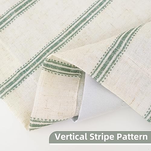Vista 293 de DriftAway Cortinas opacas de mezcla de lino de 63 pulgadas de largo para dormitorio, cortinas de lino con estampado de rayas verticales, con Gris