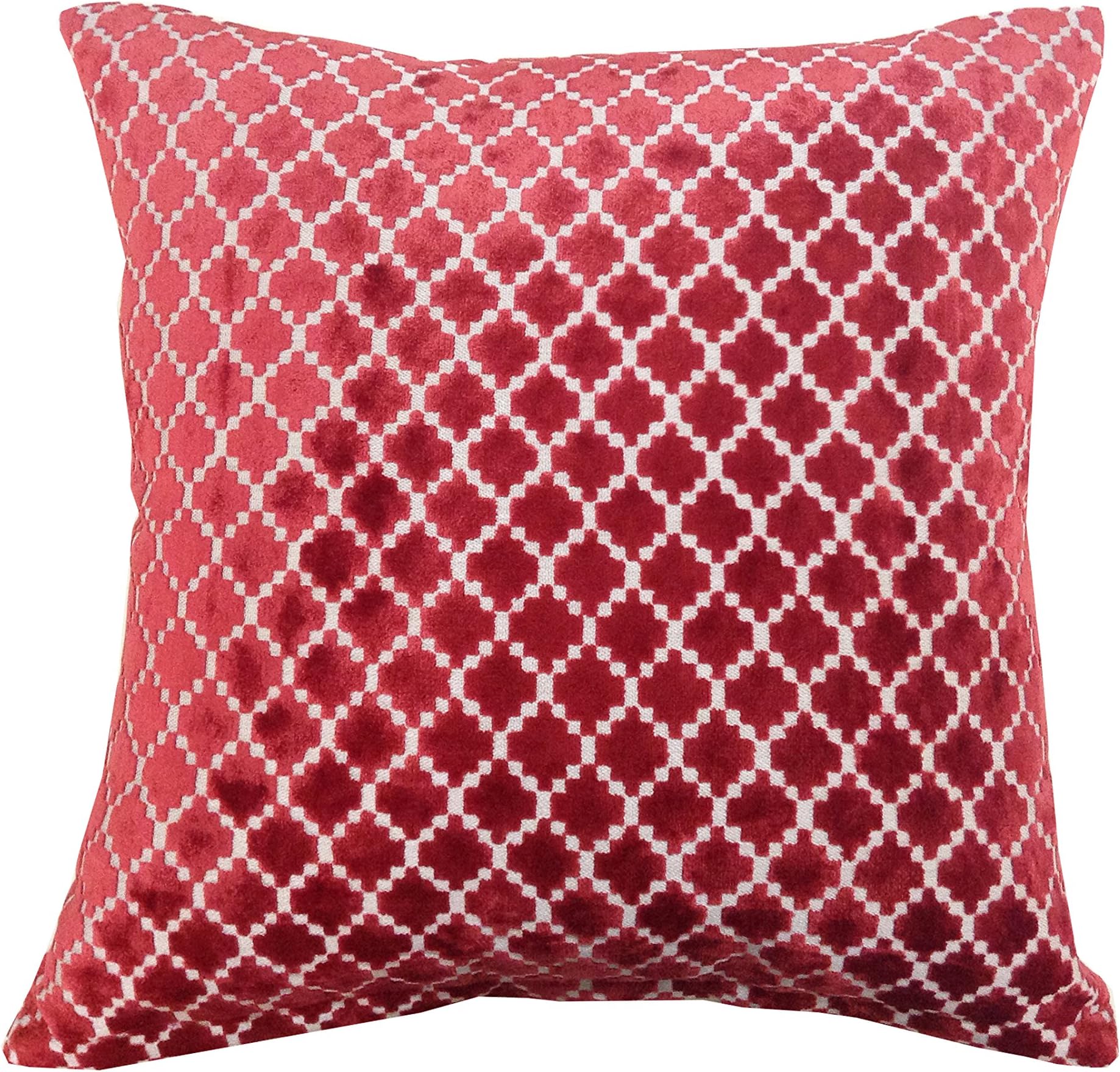 Arabesque Morroccan Square Cushion Cover Soft Chenille Squares 43x43cms (Red)