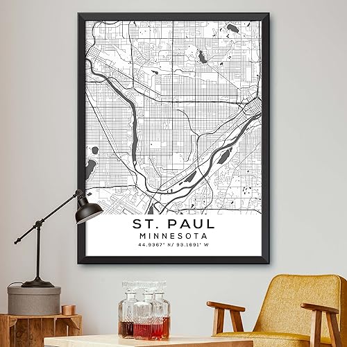 Mapa de St. Paul, Minnesota, Light 2 (24x36)