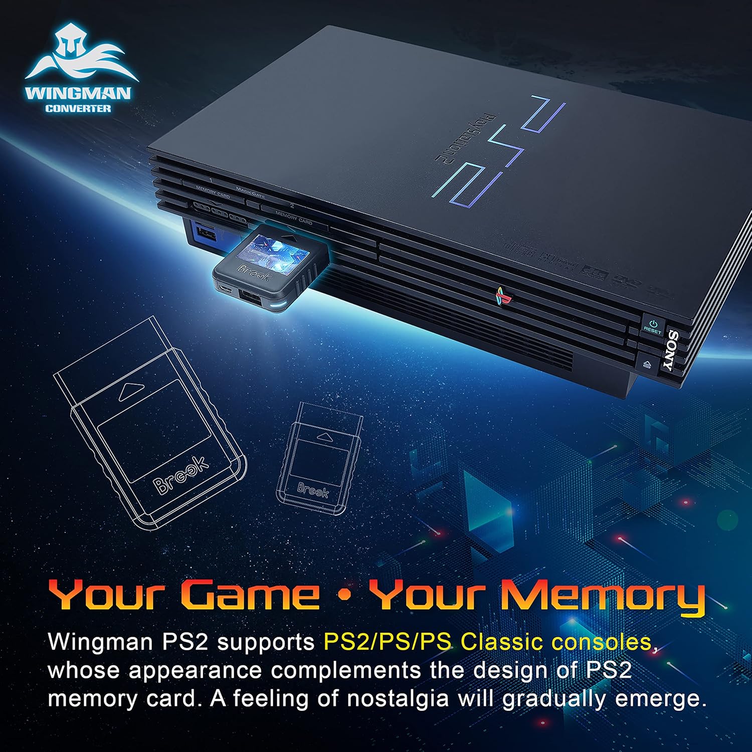 Diagram showing the ports on the Brook Wingman PS2 Converter