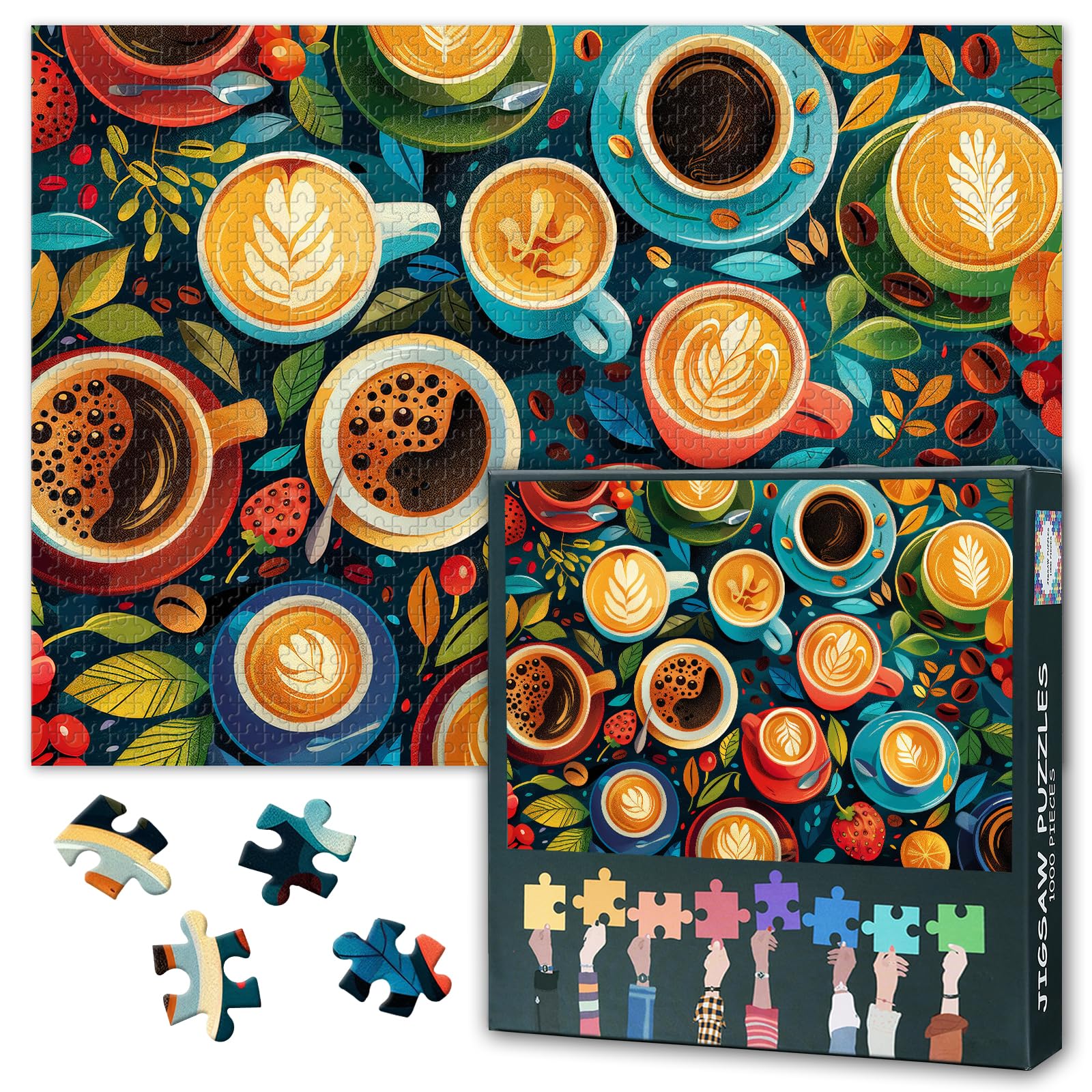 1000 Piece Jigsaw Puzzles for Adults - Vibrant Collection of Various Colorful Coffee Cups, Premium 1000 Piece Puzzle for Adults, Creative & Coolest Adult Puzzles - 27.5x19.7 Inches โ image 1