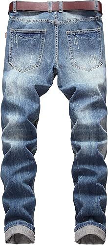 Miniatura 2 de Dant Bulun - Pantalones de mezclilla para hombre, rasgados, estilo destruido, corte entallado, pierna recta