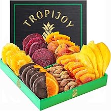 Dried Fruit Gift Basket &ndash; 7 Tropical Flavor Easter Baskets for Adults - Chocolate Orange Dried Fruit Basket Gift | 12.5oz Soft Dried Fruits and Nuts - Dry Fruits Gift Box | Easter Gifts Passover Gifts