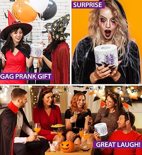 Miniatura 4 de Printed TP Halloween Trick or Treat - Papel higiénico impreso para regalo de broma, rollo de papel higiénico aterrador para sorpresa, broma,