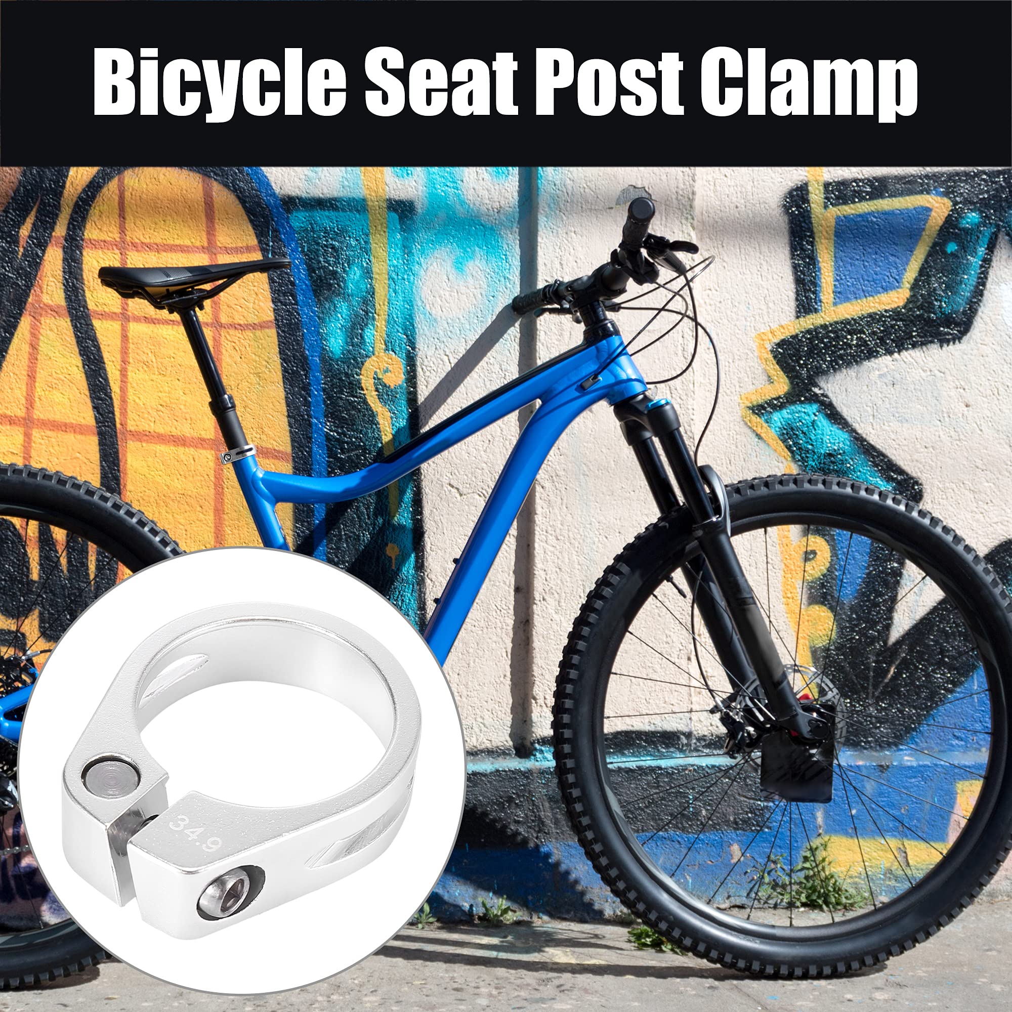 X AUTOHAUX 34.9mm Bike Bicycle Seat Post Clamp Seat Post Adapter Replacement, Silver Tone - Image 2