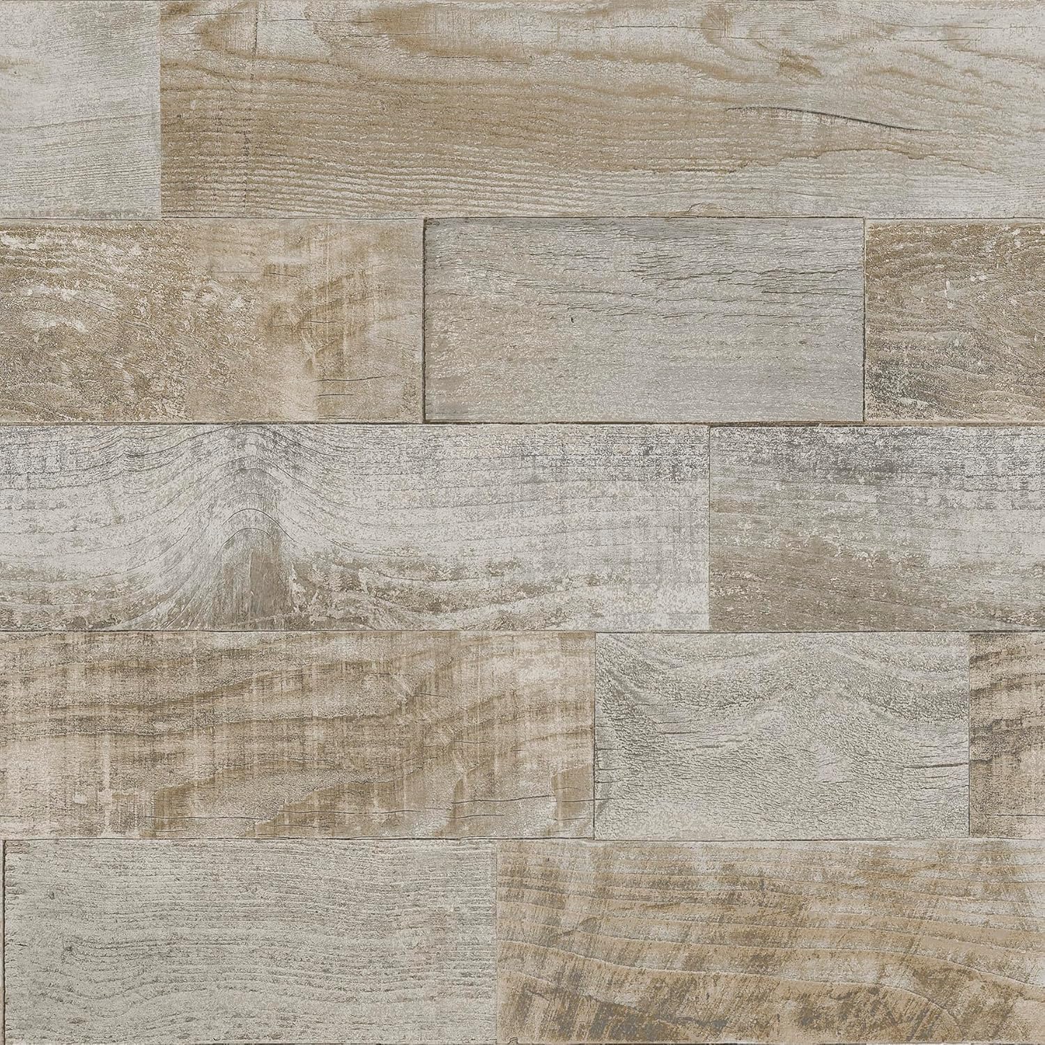Scott Living Salvaged Plank Natural Self Adhesive Wallpaper, Brown