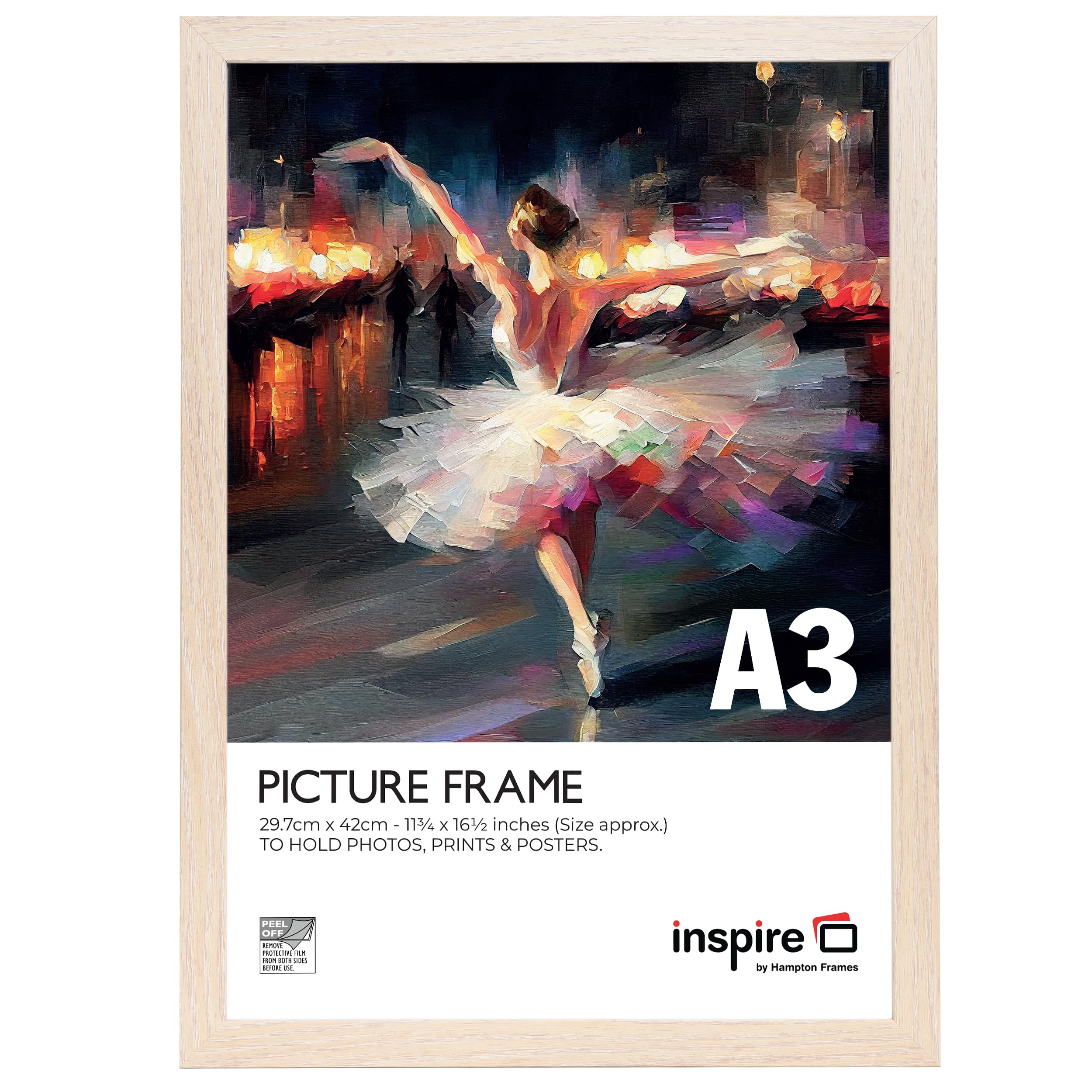Inspire By Hampton Frames Natural Inspire By Hampton Welford A3 (29.7X42cm) Poster Frame Acrylic (Non-Glass) Front Pack Of 1