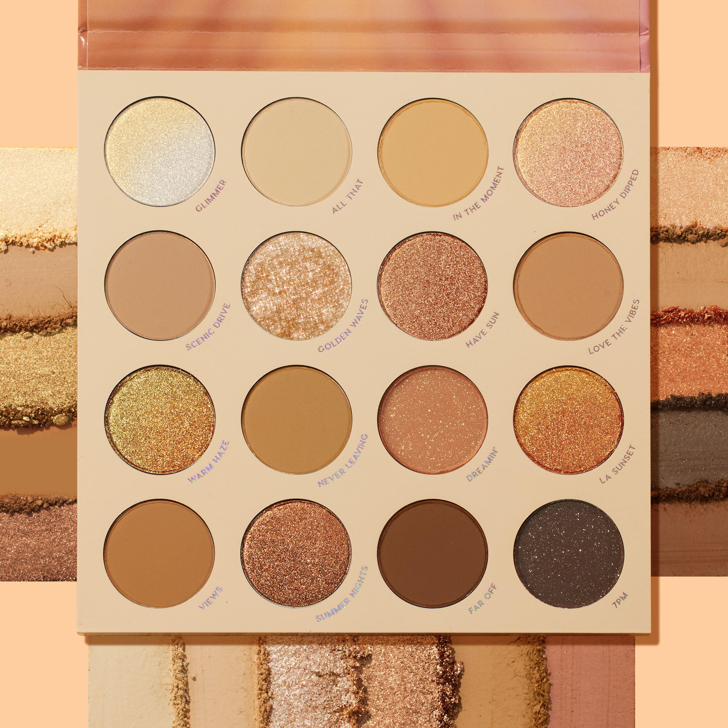 Colourpop Golden Hour Eyeshadow Palette - Sunset Tone Eye Makeup Palette with Duo-Chrome, Metallic, Matte Sparkle & Glitter Finishes - High-Pigment Eye Makeup with a Long-Wearing Formula (0.67 oz)