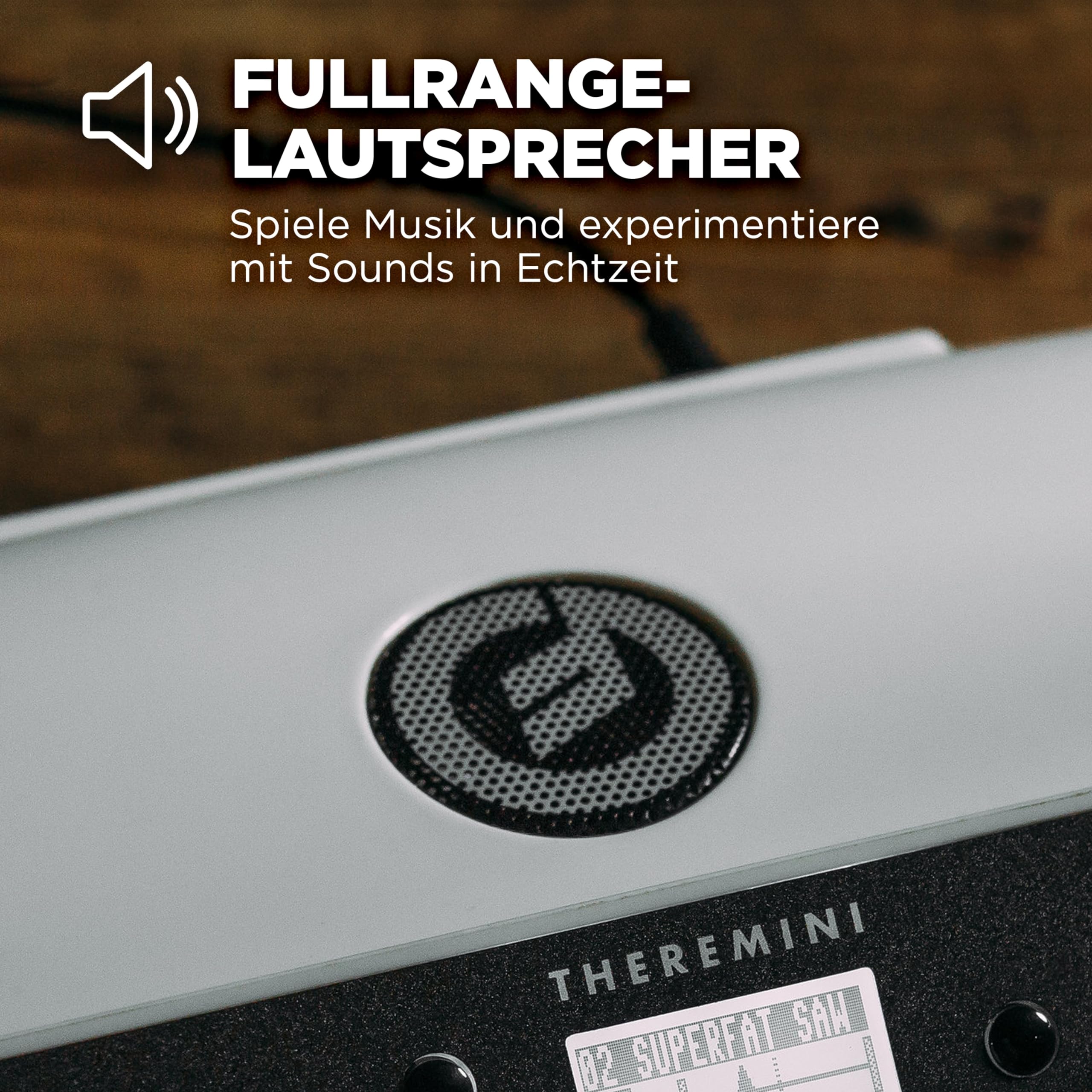 MOOG Theremini - Theremin Mit Pitchkorrektur, CV-Ausgang, Tuner und Lautsprecher, AniMOOG Synthesizer Sound Engine Mit 32 Presets und LCD-Anzeige