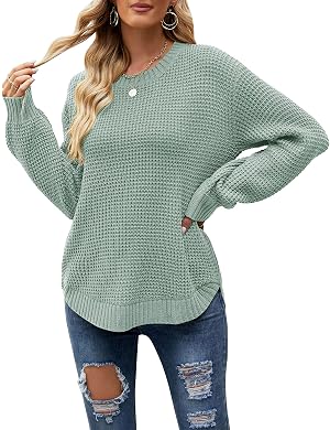 MEROKEETY Womens Winter Fall Long Sleeve Tunic Sweaters 2026 Casual Trendy Crew Neck Waffle Knit Pullover Tops Jumper