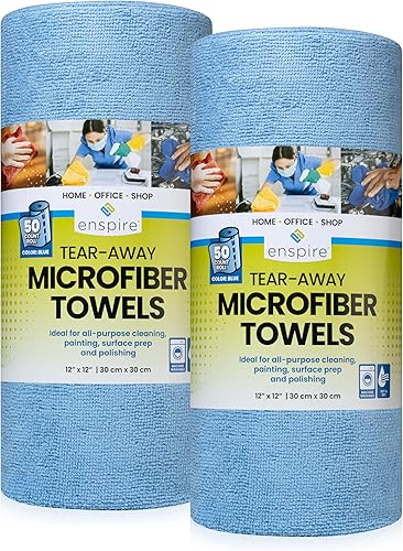 Miniatura 8 de Enspire 50 toallas de microfibra prémium en un rollo 12 x 12 pulgadas, azul (905006) (1 rollo, 50 toallas)