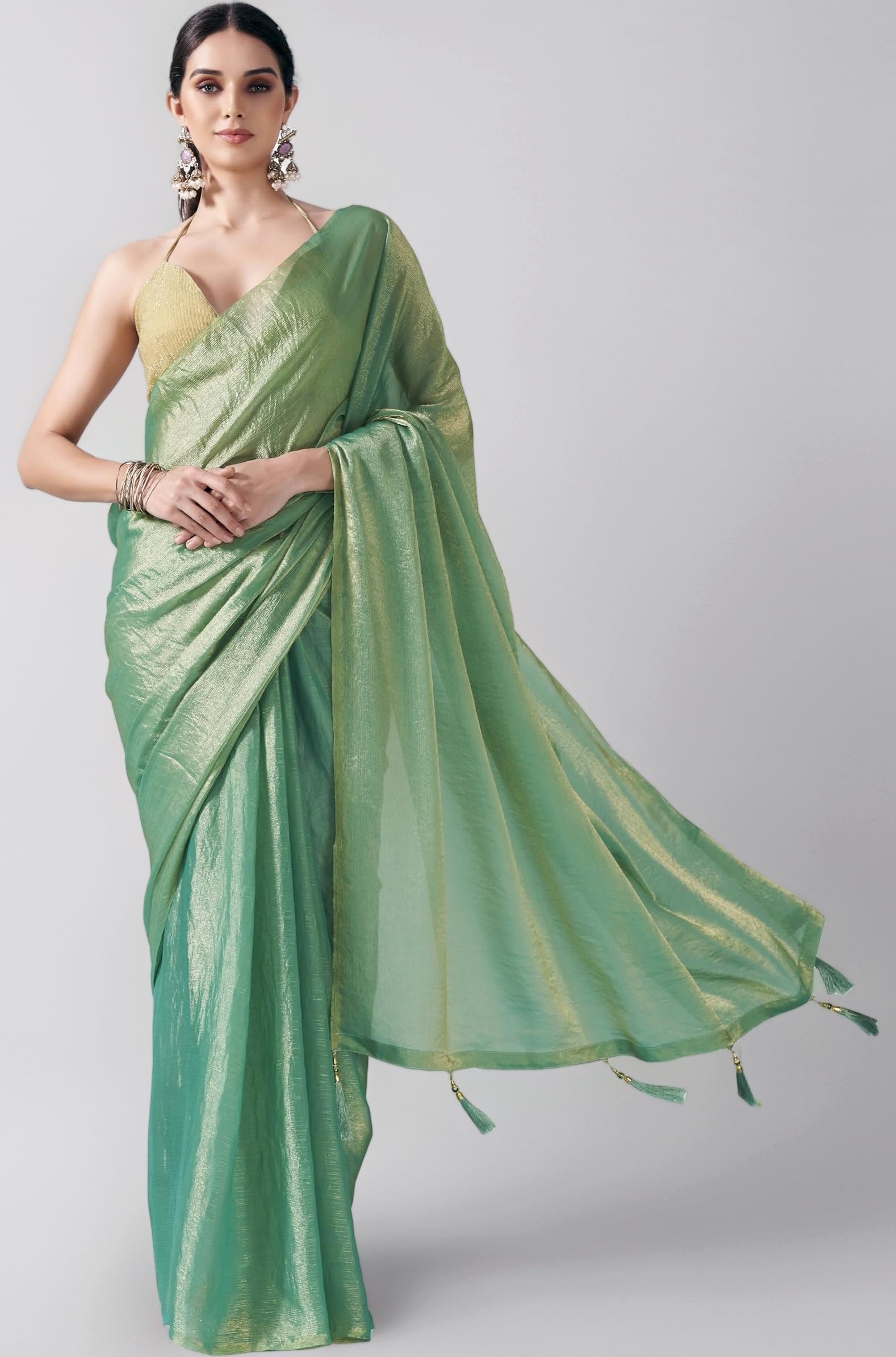 Women's Jimmychoo Two Tone Saree With Un-stitched blouse