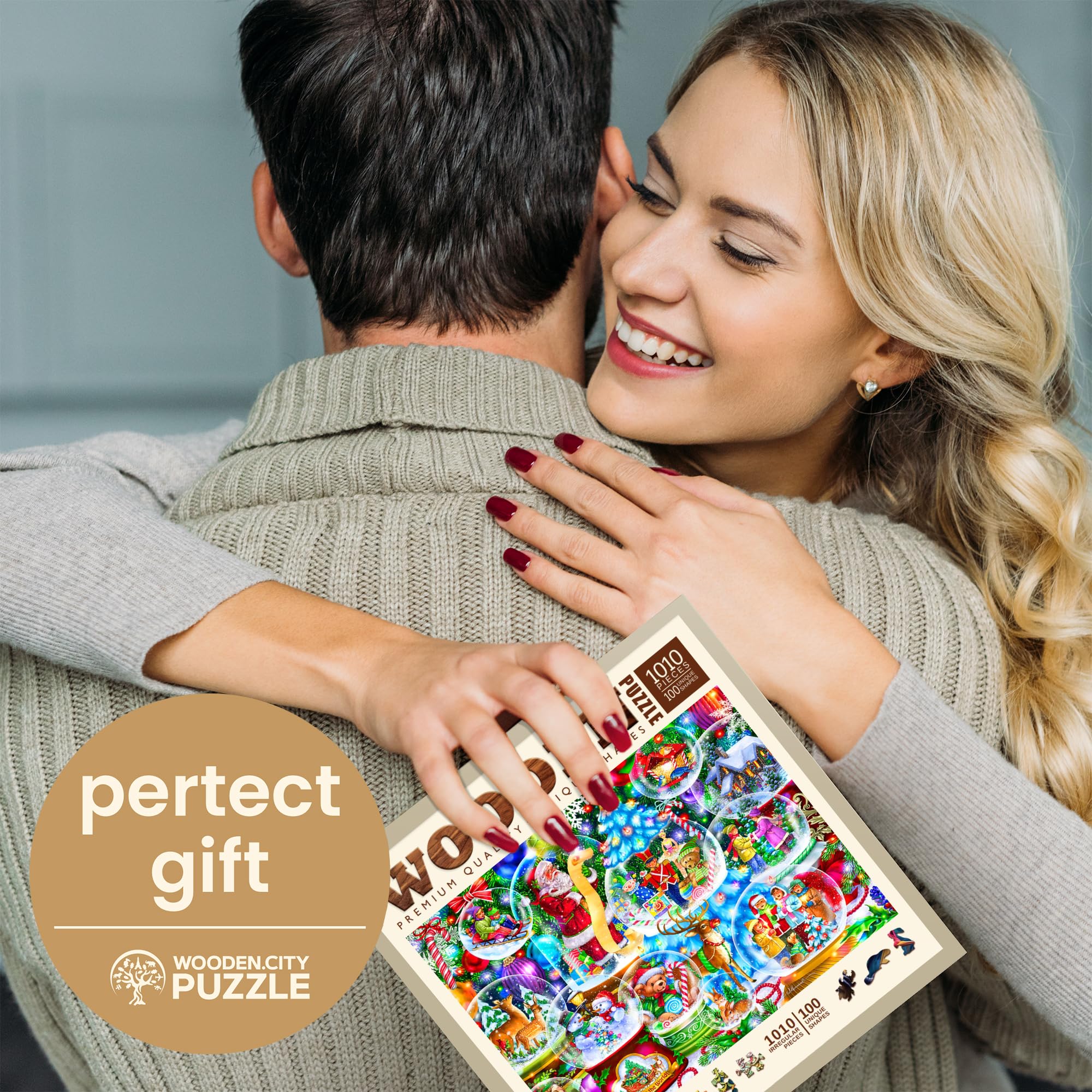 WOODEN.CITY Boules de Neige de Noël - Puzzle 1000 Pièces pour Adultes, Casse-Tête Adulte Élégant et Défiant, Idéal pour Collectionneurs et Amateurs de Puzzles de Noël