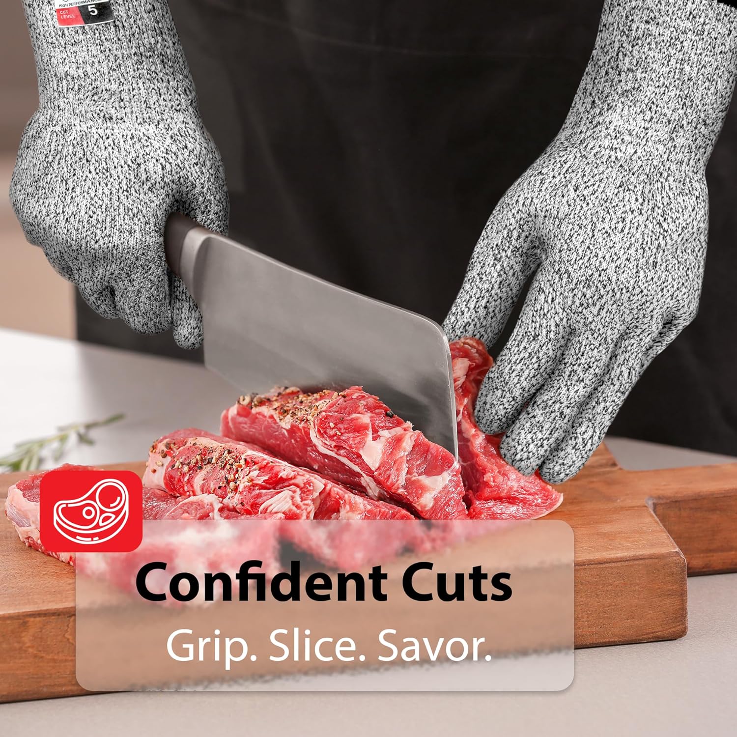 ZEEGO Level 5 Cut Resistant Gloves for Kitchen Food Grade, Machine Washable for Indoor&Outdoor Use