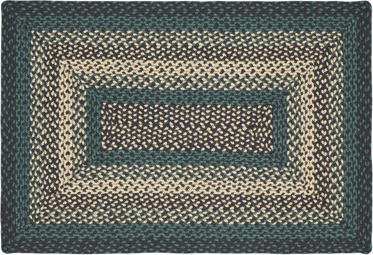 VHC Brands Pine Grove, Braided Jute Rug, Non-Skid Pad, Accent Rug, Rectangle, Green, 24x36