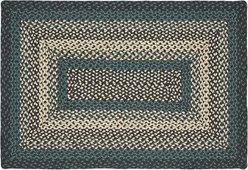 Miniatura 5 de VHC Brands Pine Grove, alfombra trenzada de yute antideslizante, alfombra decorativa, ovalada, verde, 36x60