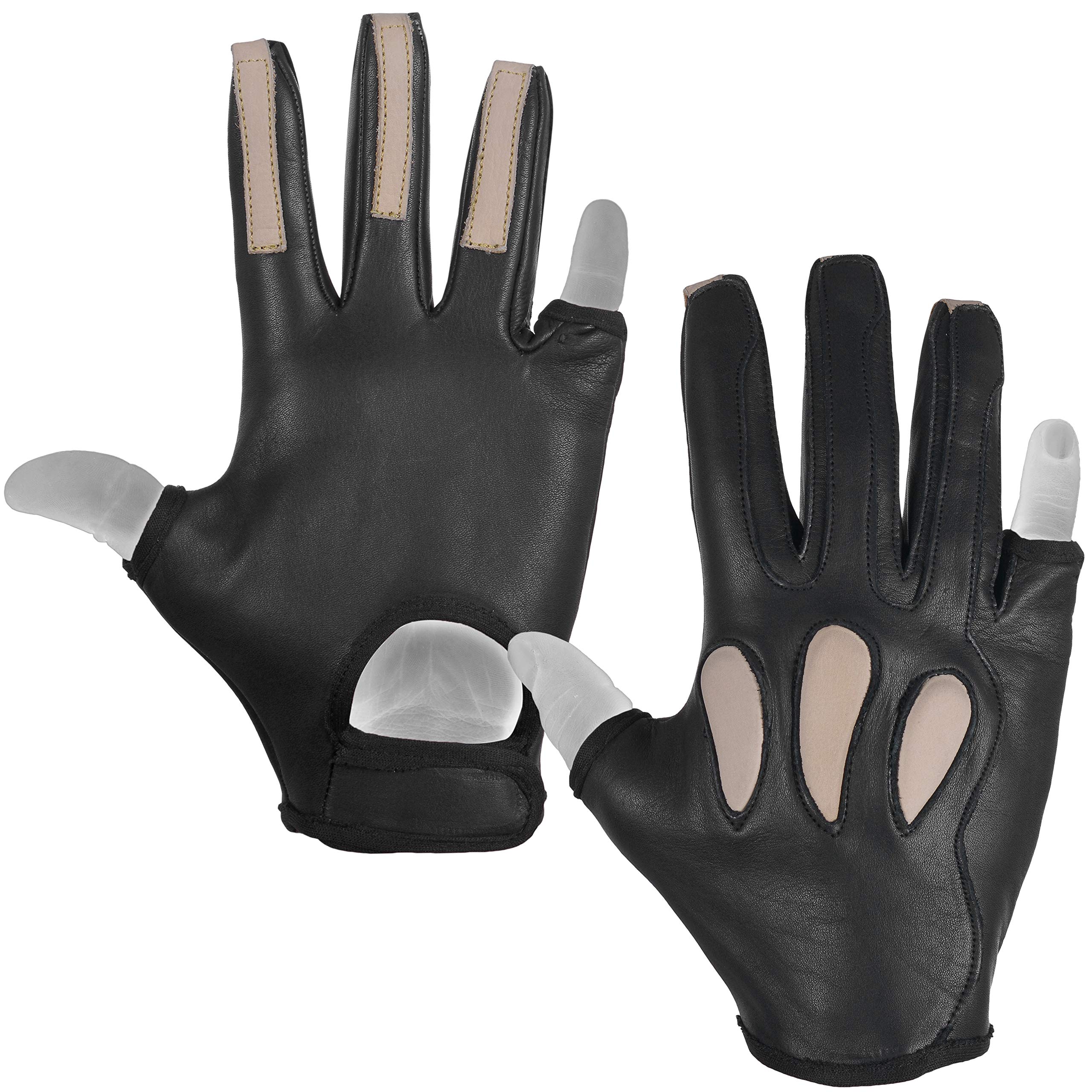 Italian Daskz Archery Glove Three Fingers Shooting Right hand Glove- Professional Leather hunting Glove for Adults — image 1