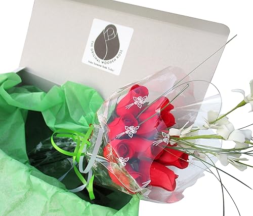 Miniatura 3 de Ramos originales de rosas de madera en 1, 2, o 3 docenas, Madera de abedul, 1 Docena