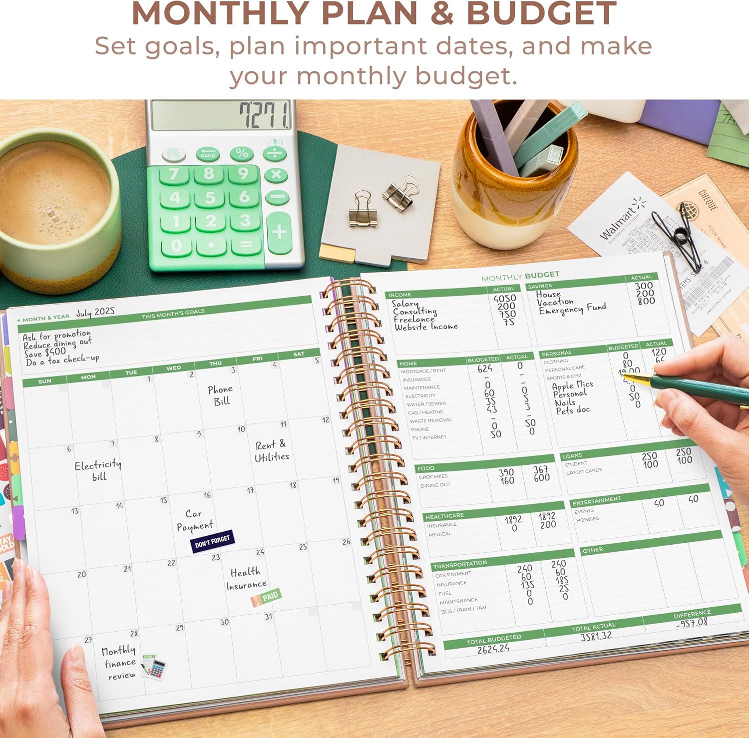 Clever Fox Budget Planner & Monthly Bill Organizer Notebook Letter Size – Bill Notebook Organizer Monthly Payment Tracker, 9.8×11.1" (Rose Gold)