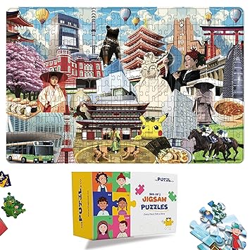 The Puzzl Co - Tokyo City 250 Pieces Jigsaw Puzzle, Puzzle for Adults & Kids 9+, Educational Travel Game with Leaflet, Fun Brain Booster Puzzle 200+ Pieces, Family Games - image, photos