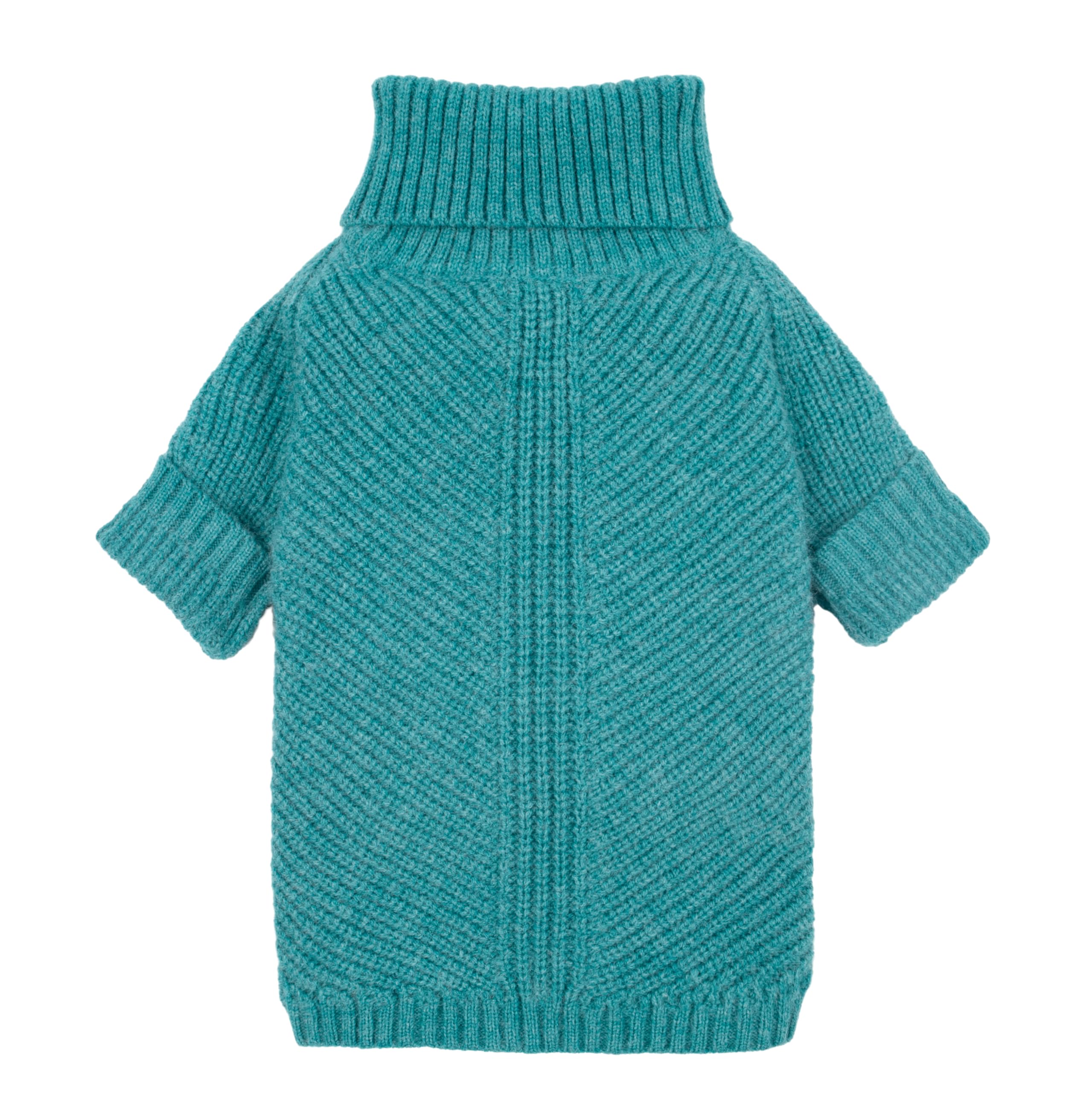 Fitwarm Medium Turtleneck Dog Knitted Sweater, Teal Blue Thermal Winter Dog Clothes for Small Dogs - Pullover Jumper Pet Outfit