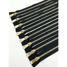 Wonesifee Metal Zippers 8pcs #5 Gold Close-end Non-Separating Short Zippers Golden Y-Teeth Black Colorful for Purses Bags Pockets Handbags DIY Sewing 8"Black, 8inches