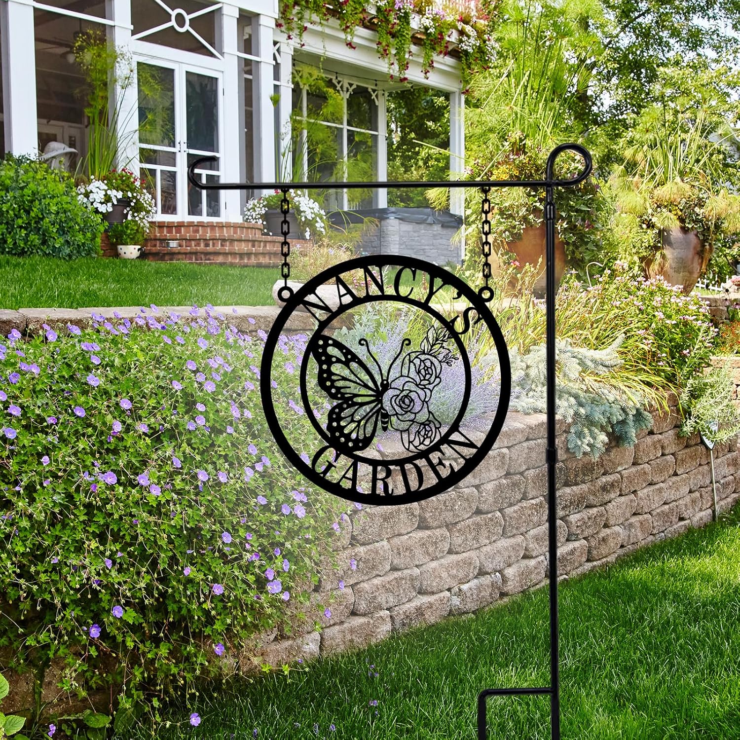 Custom Metal Garden Sign, Personalized Metal Home Garden Sign, Garden Name Signs for Outside grow with love Garden Signs,Grow with love Flowers Garden Yard signs,Gardening Gifts for women,Mother Day Grandma Sister Gifts (butterfly garden)
