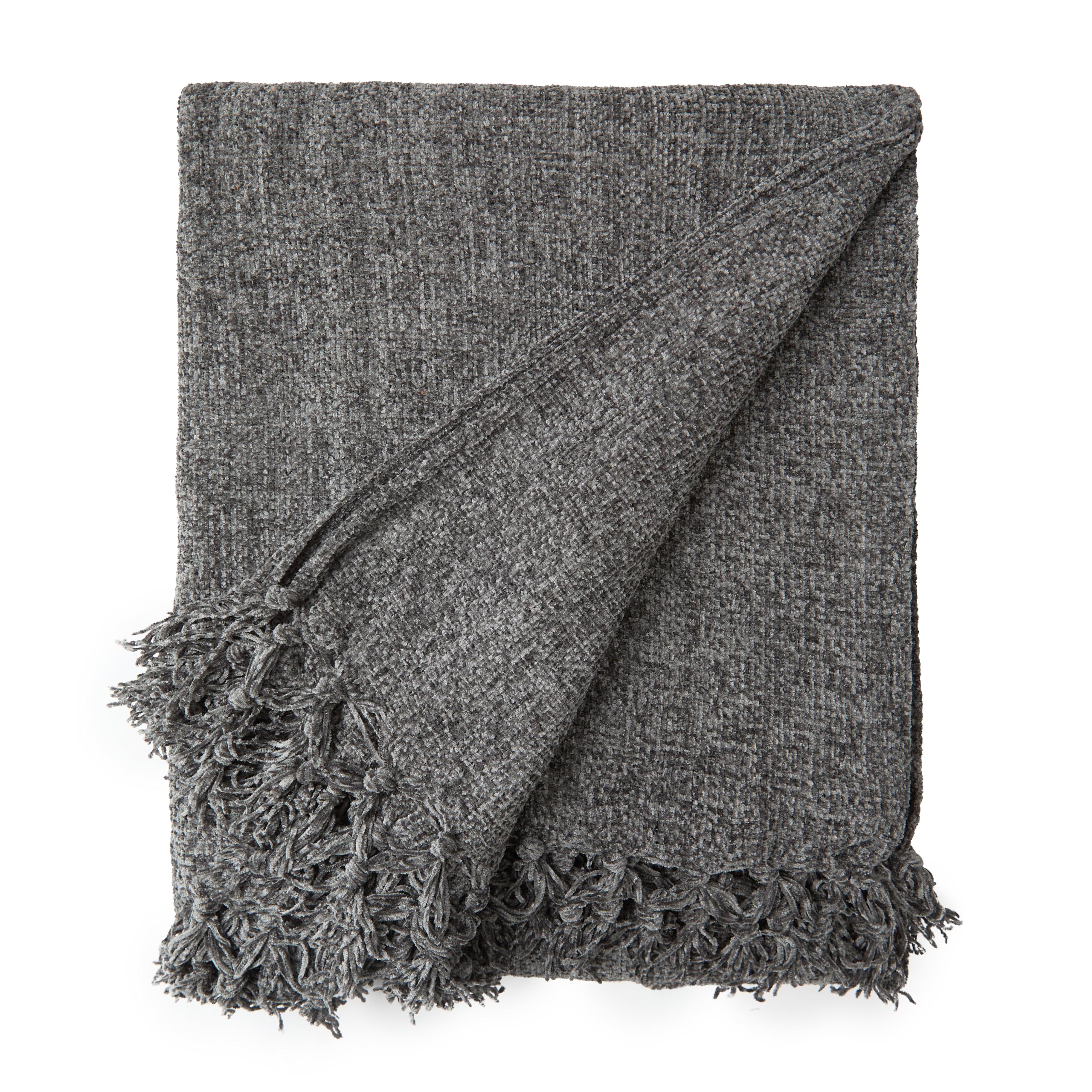 Emma Barclay Charcoal Throw Blanket For Sofas Bed Soft Chenille Throws For Settees In Throw Fleece Blankets - Darcy Collection 50" X 60" (127Cm X 152Cm) Extra Large