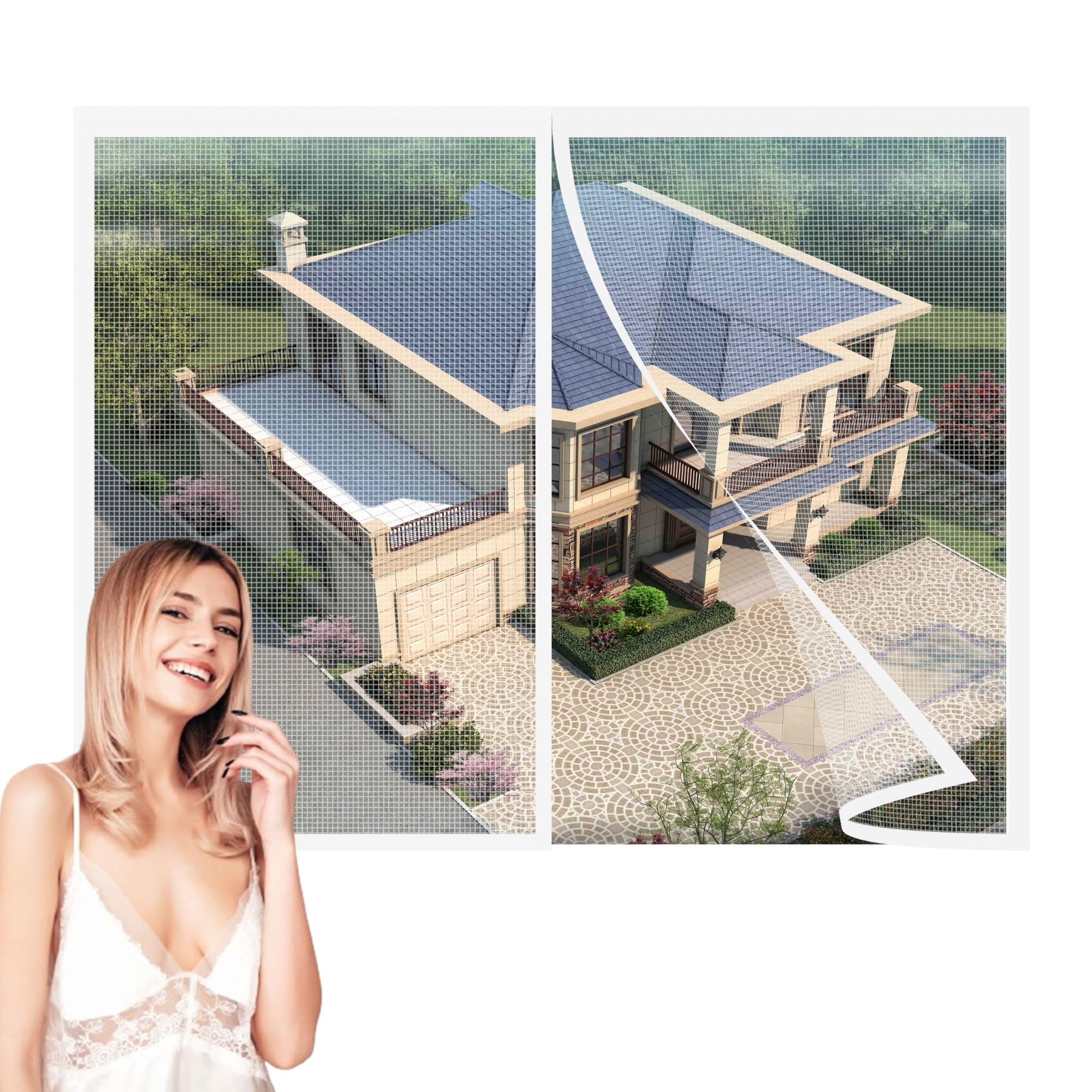 Pollenschutzgitter 220x210cm Netz zuschneidbarer,transparenter Pollenschutz für Allergiker - für nach innen öffnende Fenster - inkl. selbstklebendem Klettband Weiß