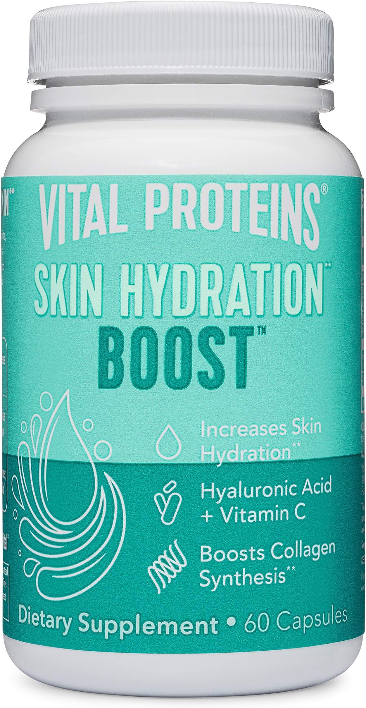 Vital Proteins Hyaluronic Acid Capsule Pills - 120mg of Hyaluronic Acid Supplement, 150 mcg of Biotin, and 180mg of Vitamin C - 30 Servings