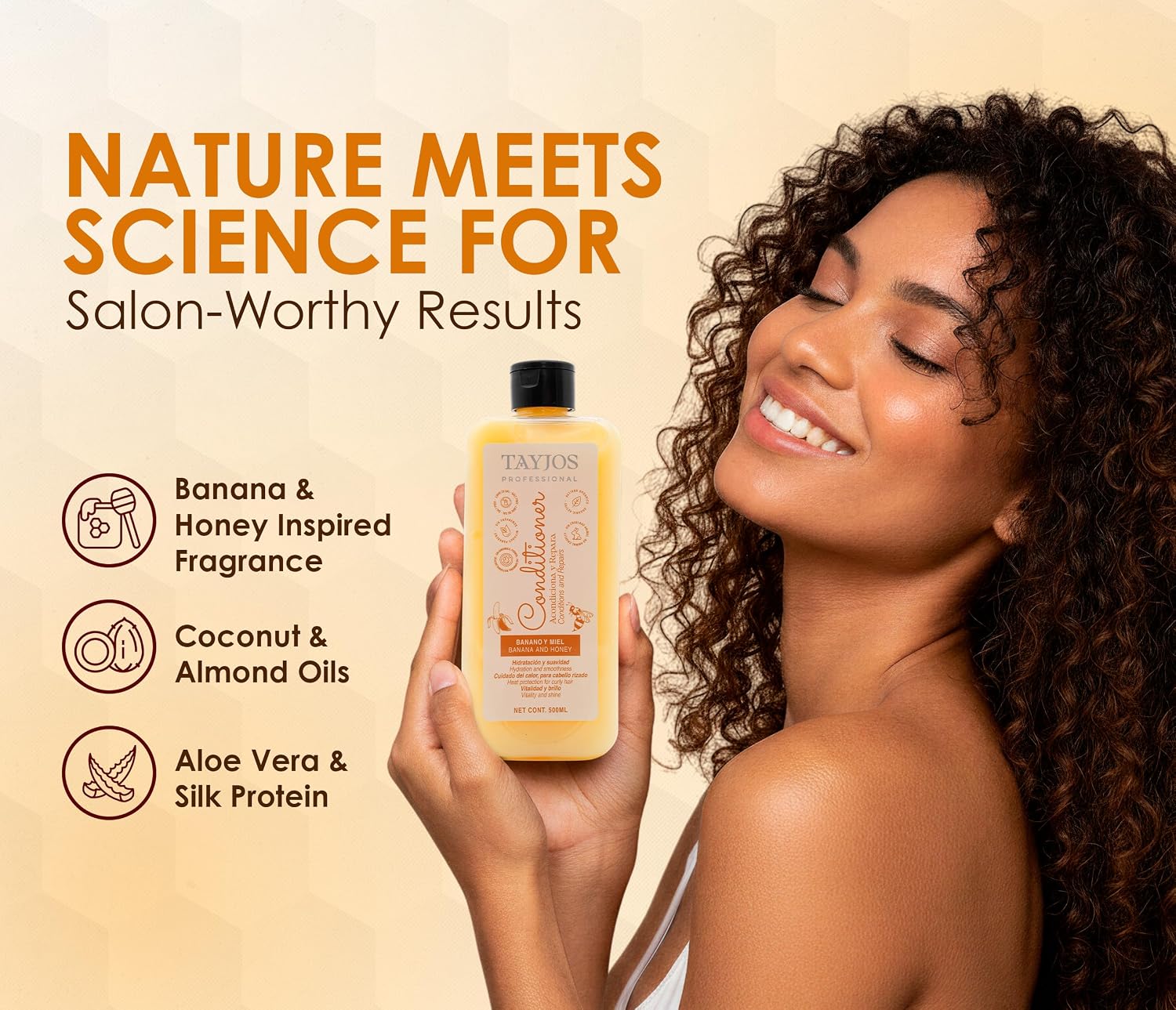 Keratin Conditioner for Damaged Hair – Deep Repair & Frizz Control – Sulfate Free – Hydrating & Smoothing Conditioner – Soft, Shiny Hair – Banana & Honey Scent – 16.9 oz