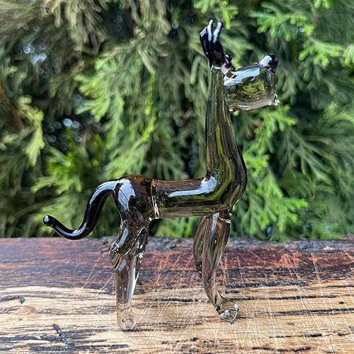Miniatura 2 de Gray Glass Dog Figurine Hand-Blown Murano-Style Miniature Collectible Puppy Ornament for Shelf or Desk Gift for Dog Lovers & Home Décor