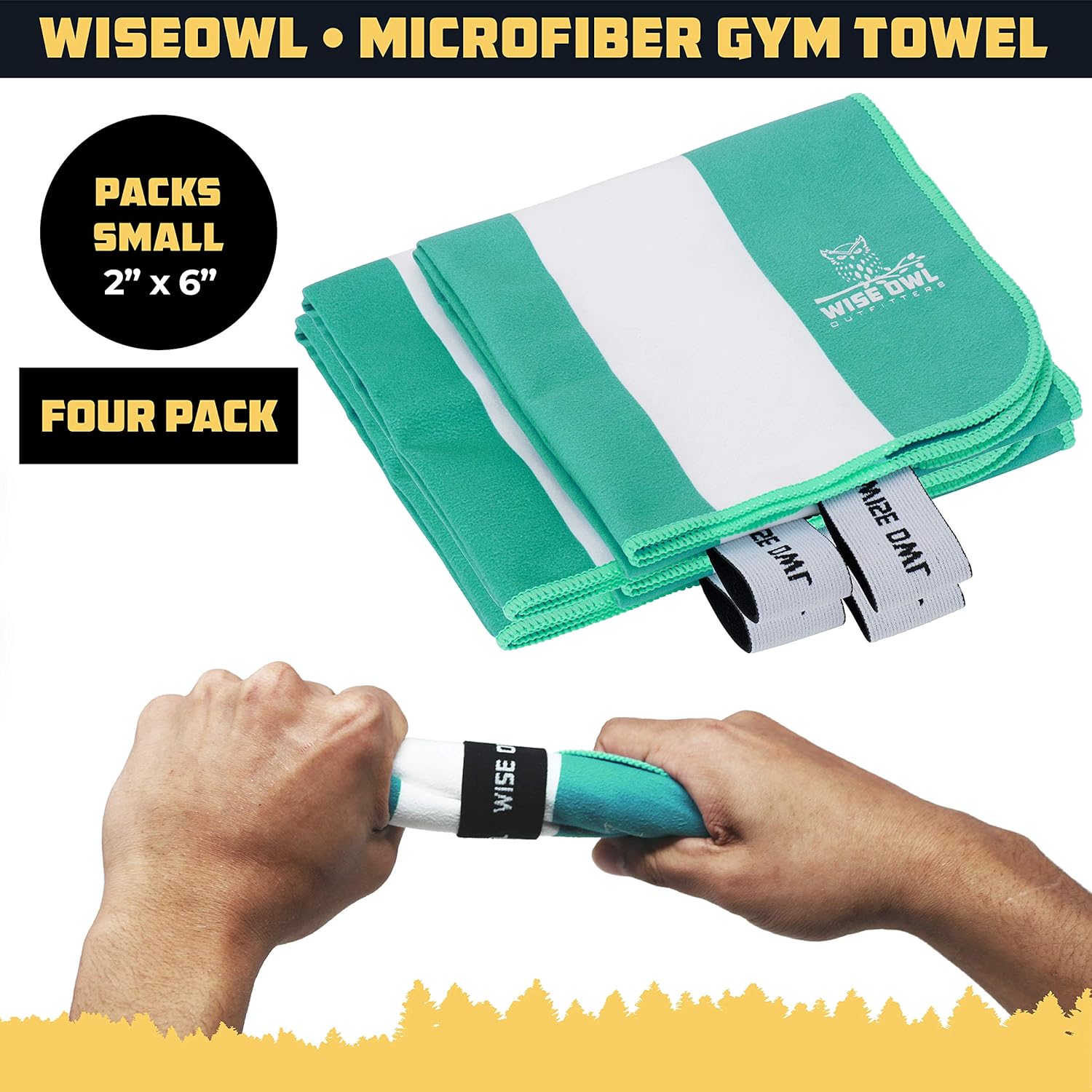 Wise Owl Outfitters Yoga Towels - 4 Pack Microfiber, Quick Dry, Hand, Face and Body Sweat Towels for Gym, Sports, Workout & Travel, Green : Sports & Outdoors