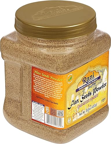 Miniatura 6 de Rani - Semillas de lino en polvo (Alsi, Linum usitatissimum) tarro de PET de 15.8 onzas (15.87 oz)  Todo natural  Apto para gluten  Sin OMG  Vegano
