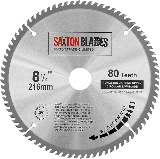 TCT21680T Saxton TCT Circular Wood Saw Blade 216mm x 30mm x bore x 80T for Bosch Makita Dewalt