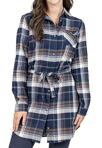 Legendary Whitetails womens Open Spaces Dress, Plaid Flannel Long Sleeve