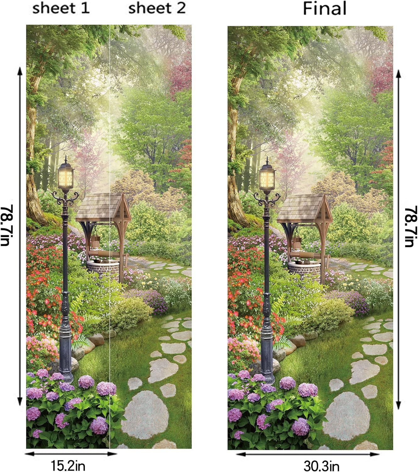 FLFK Door Sticker - Peel and Stick Scenic Door Wallpaper, Removable Self-Adhesive Mural for Home Decor, 30.3"W x 78.7"L, Set of 2 Sheets