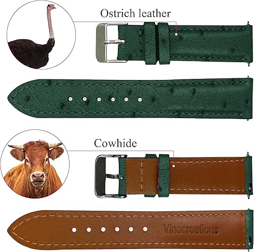 Miniatura 2 de vinacreations Quick Release Ostrich Leather Watch Bands Men Handmade Replacement Wrist Watch Straps Vintage Extra Soft Exotic Leather Strap 18mm