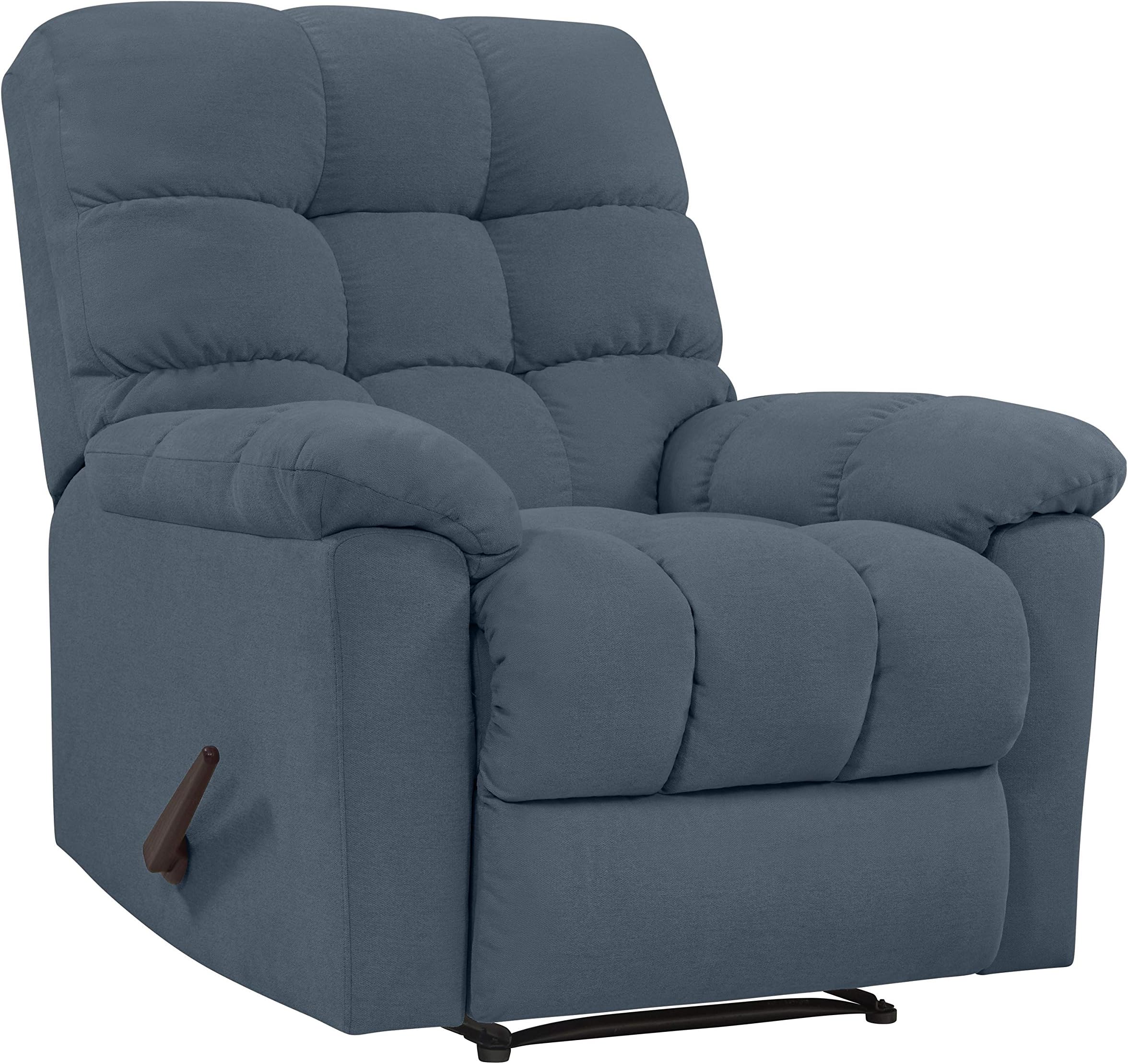 Domesis Gresham - Velvet Wall Hugger Reclining Chair - Plush Low-Pile, Medium Blue