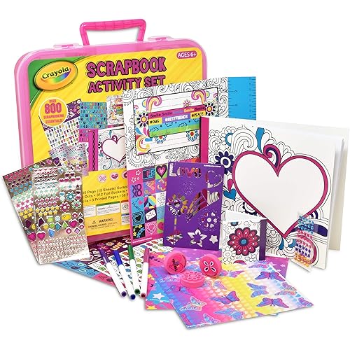 Crayola Art Activity Set, Mess Free Craft Kit for Kids, Washable Markers Coloring Supplies, Stickers, Scrapbook in Travel Carry Case
