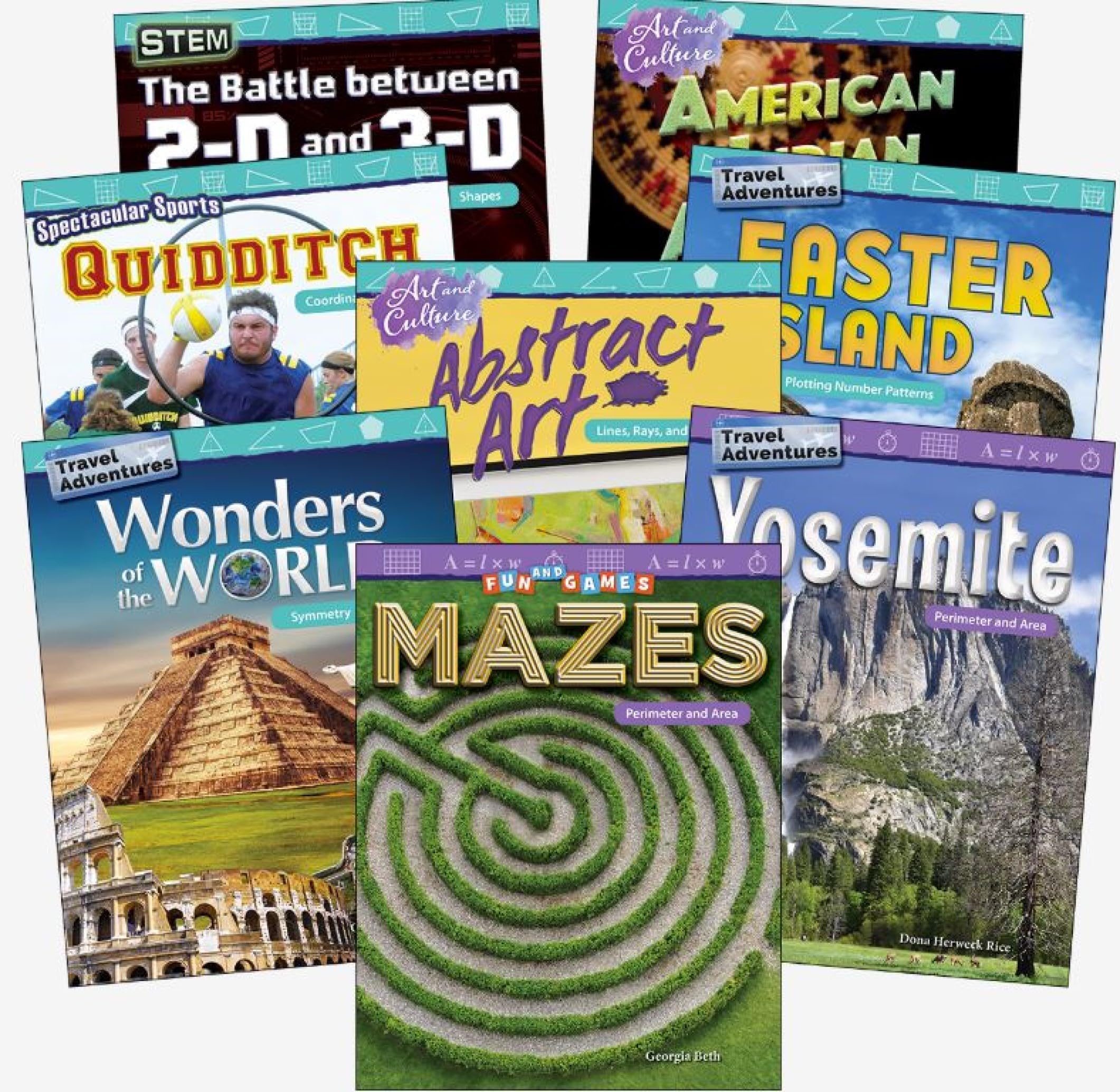 Teacher Created Materials Geometry, Grades 4 to 5, Set of 8 (Mathematics in the Real World)