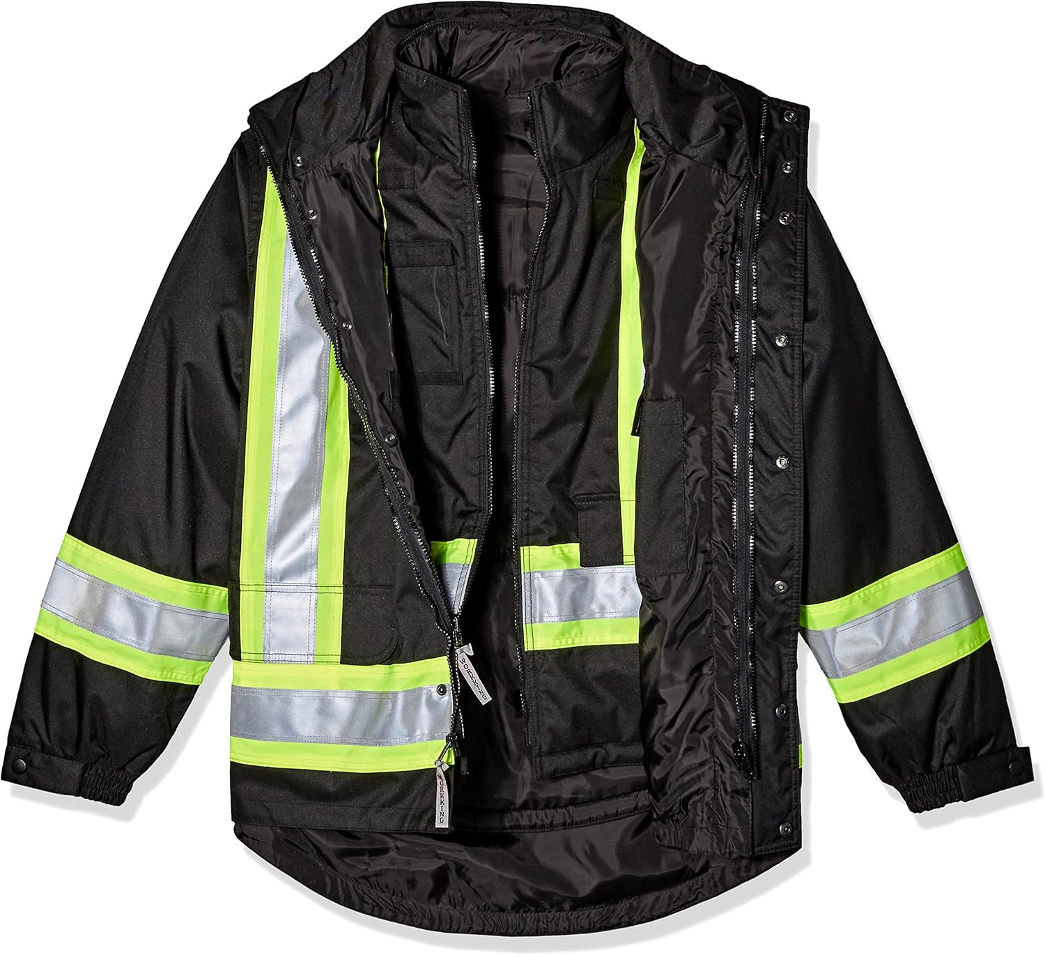 Men's Hi Vis 5-in01 Safety Jacket, Black, 3XLT